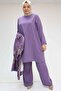 57301 Large Size Different Fabric Combination Triple Set - Lilac - 4