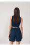 Women's Shorts with Muslin Pockets Navy Blue (100% Cotton) - 6