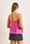 Women's Fuchsia Strap Adjustable Degaje Collar Flowing Blouse Blz-19002585 - 2