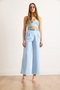 Women's Blue Buttoned Pleated Palazzo Double Trousers Pnt-19000355 - 2