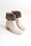 Julia Zippered Orthopedic Sole Feather Heeled Women's Boots Ckt - Cream - 4