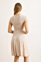 Women's Stone Modal Short Sleeve Fragmented Mini Bell Dress Elb-19002474 - 7