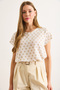 Women's Gold Polka Dot V-Neck Woven Viscose Blouse Blz-19003048 - 6