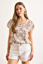 Women's Ethnic Mink V-Neck Woven Viscose Blouse Blz-19003048 - 3