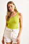 Women's Pistachio Green Double Layer Sandy Blouse Blz-19003043 - 4