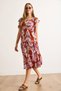 Women's Brown Shoulder Guipure Detailed Elastic Waist Midi Dress Elb-19002469 - 5
