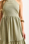 Women's Khaki Halter Neck Lined Linen Look Dress Elb-19002461 - 6