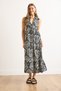 Women's Black Shirt Collar Elastic Waist Long Dress Elb-19002468 - 6