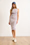 Women's White Drape Detailed Striped Stretchy Dress Elb-19002463 - 2