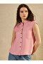 Solid Mandarin Collar Sleeveless Top - 3