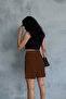 Brown Double Leg Pleated Fabric Palazzo Shorts - 3