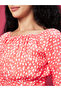 Women Orange All-Over Print Smocked Top with Square Neck - 4