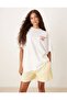 Women's Off-White Oversize Le Bistro Written Seafood Patterned T-Shirt Gift Bag Set - 5