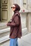 Waist Tied Shoulder Padded Shirt Bitter Brown - 2