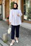 Waist Tied Shoulder Padded Shirt White
