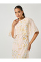 Floral Print Cape Sleeve Maxi Dress - 4