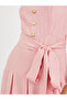 Plain Sleeveless Pleated A-Line Midi Dress with Tie Waist - 3