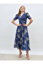 Floral Print Ruched Puff Sleeves Tiered Maxi Dress - 2