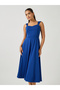 Plain Sweetheart Neck Strappy A-Line Midi Dress - 3
