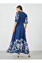 Printed Balloon Sleeves A-Line Maxi Dress - 5