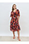 All-Over Floral Print V Neck A-Line Midi Dress - 2