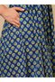 Women Blue Floral Print Tie Sleeves A-Line Midi Dress - 5