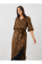 Self Design Elbow Sleeves Wrap Maxi Dress - 3