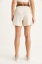 Women's Beige Belted Thin Linen Shorts with Pocket Detail 2530 60281070 - 8
