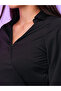 Women Black Solid Wrap Look A-Line Midi Dress with Tulip Hem - 4