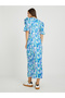 Printed Ruched Detail V-Neck Maxi Dress - 4