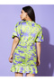 Globus Women Green Floral Print Ruched Sheath Mini Dress - 3