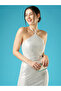 Women Silver Embellished Halter Neck Sheath Midi Dress - 5