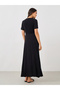Solid V-Neck Buttoned A-Line Maxi Dress - 5
