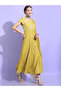 Printed Short Sleeves A-Line Maxi Dress with Dupatta - 6