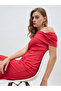 Solid One Shoulder Sheath Midi Dress with Ruched Detail - 6