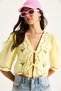 Women's Lemon Yellow Floral Embroidered Muslin Blouse 1023 60283252 - 2