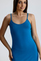 Slit Strap Lycra Viscose Dress |   Elb35782 Petrol - 4