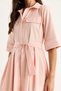 Women's Salmon Pleated Skirted Belted Poplin Midi Dress with Pocket Detail 8441 60283445 - 5