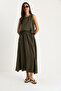 Women's Khaki Thick Strap Blouse Elastic Waist Skirt Modal Set 60283447 - 4