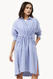 Long Sleeve Striped Shirt Dress - 2