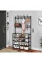 5 Layers Multi Layered Shoe Rack Floor to Floor Integrated Multi-Functional Clothes Rack Door Storag - 4