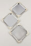 Alve Silver Flower Patterned Stainless 3-Piece Decorative Square Presentation Tray - 5