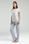 Women's Summer Pajama Suit, Bottom Striped and Pockets, Top Short Sleeve Summer Printed - 3