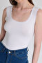 White U-Neck Lace Detailed Thick Strap Undershirt 3602 - 4