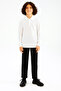 Boys Polo Neck Basic Cotton Long Sleeve White School T-Shirt Ak-3550