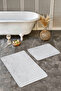 Set of 2 Gray - White Geometric Motif Striped Geometric Classic 2-Piece Bath Mat Set - 4
