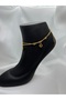 Roman Numeral Double Chain Dangle Gold Gold Color Steel Anklet - 6