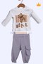 Baby Girl and Boy 2-Piece Teddy Bear Badi Pants Bottom Top Set Gray - 2