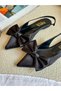 Black Satin (Miva) Ribbon Detail Elastic Women's Ballerinas