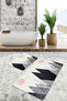 Set of 2 Gray - Modern Patterned Bohemian Simple & Stylish 2-Piece Bathroom Mat Set with Canvas Motif on White Background - 2